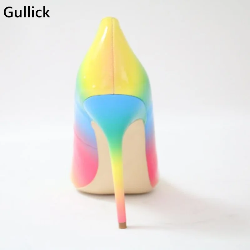 Новые поступления от Gullick кожаные туфли лодочки с радужным принтом для женщин