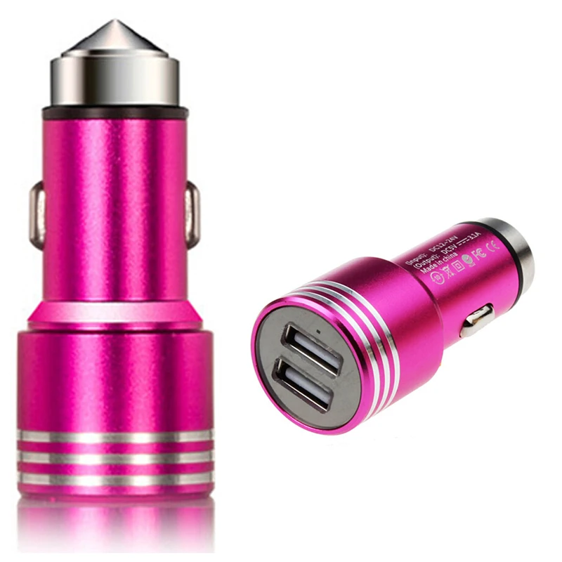 12V 3.1A алюминиевый материал пули 2 порта Смарт USB Автомобильное зарядное