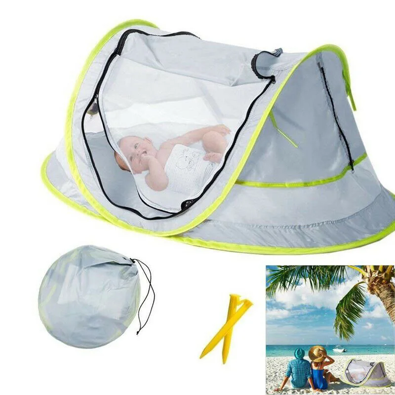 Portable Folding Baby Crib Travel Beach Bed Mesh Tent Mosquito UV Sun Protection | Мать и ребенок