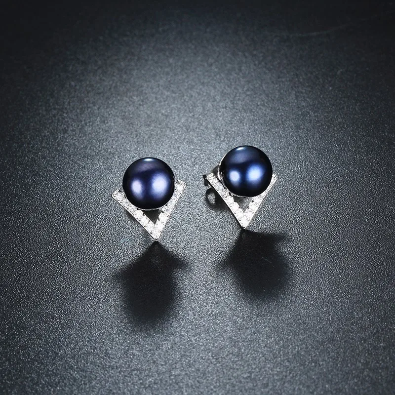 HENGSHENG реального 925 пробы серебро Для женщин Серьги с жемчугом Fine Jewelry V Форма AAA