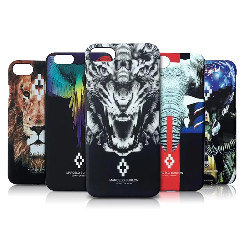 Чехол с изображением животных для iPhone 7 8 Plus Marcelo Burlon чехол s Tiger Жесткий ПК эффектом