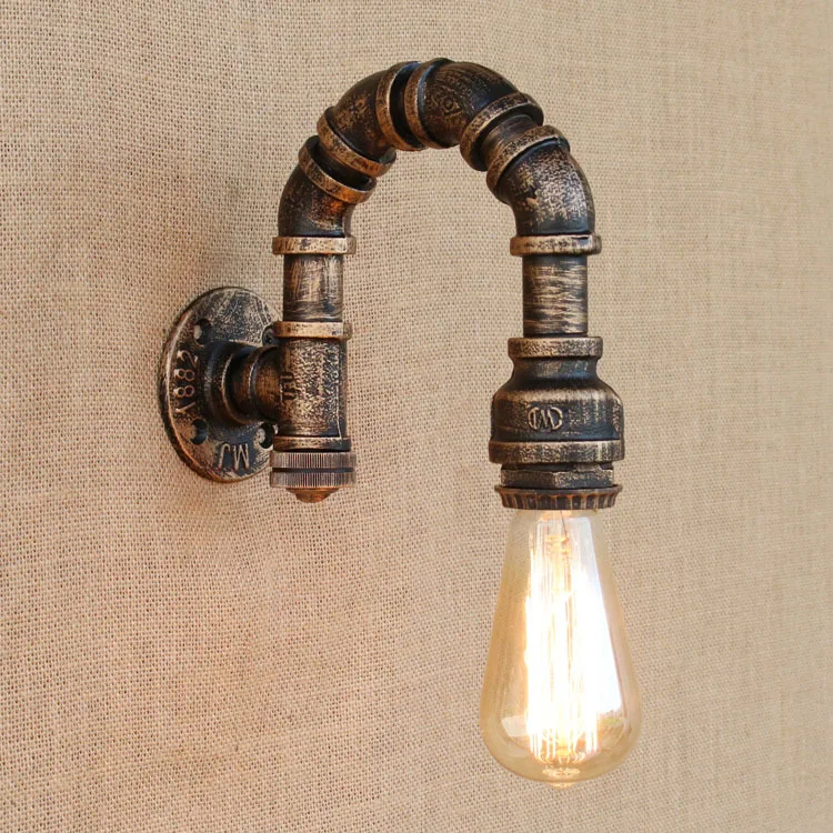

Steam punk Loft Industrial iron rust Water pipe retro wall lamp Vintage E27 sconce lights steampunk house lighting fixtures luz