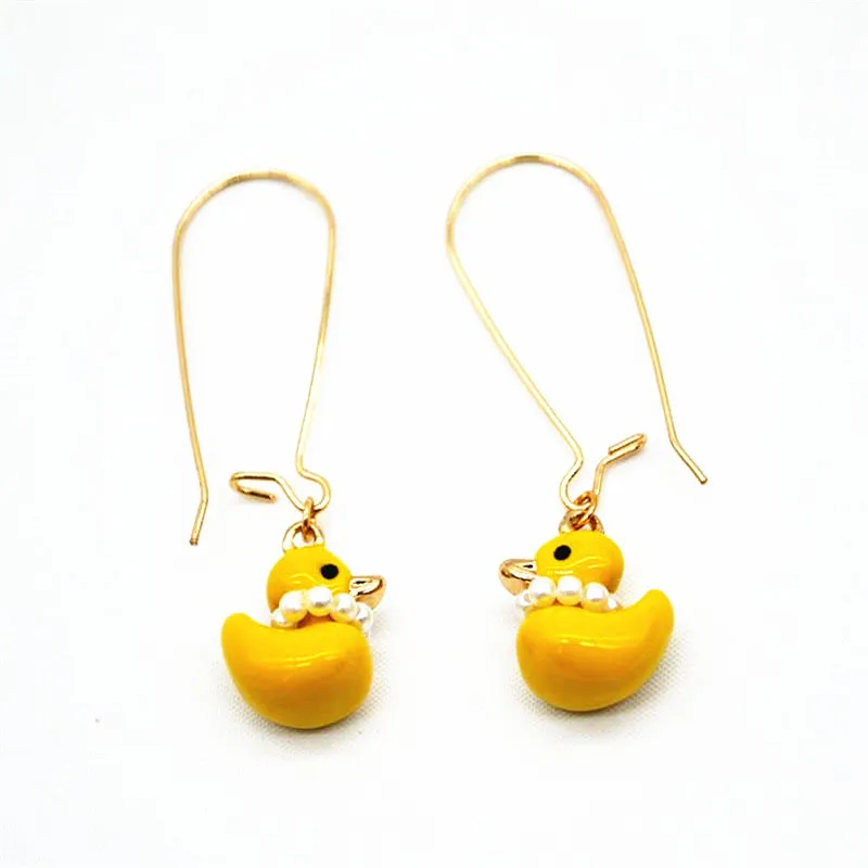 Ladies fashion zinc alloy jewelry Yellow enamel drops glaze ducks cartoon long earrings cute 2017 new | Украшения и аксессуары