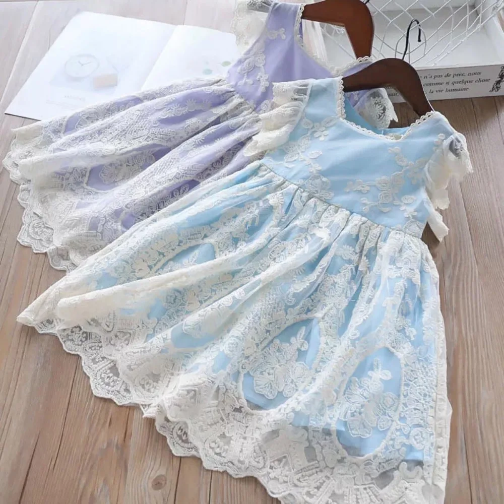 2019 Girl Embroidery Flower Dress Princess Lace tutu Party Kids Clothing Baby Palace Sleeveless | Детская одежда и обувь