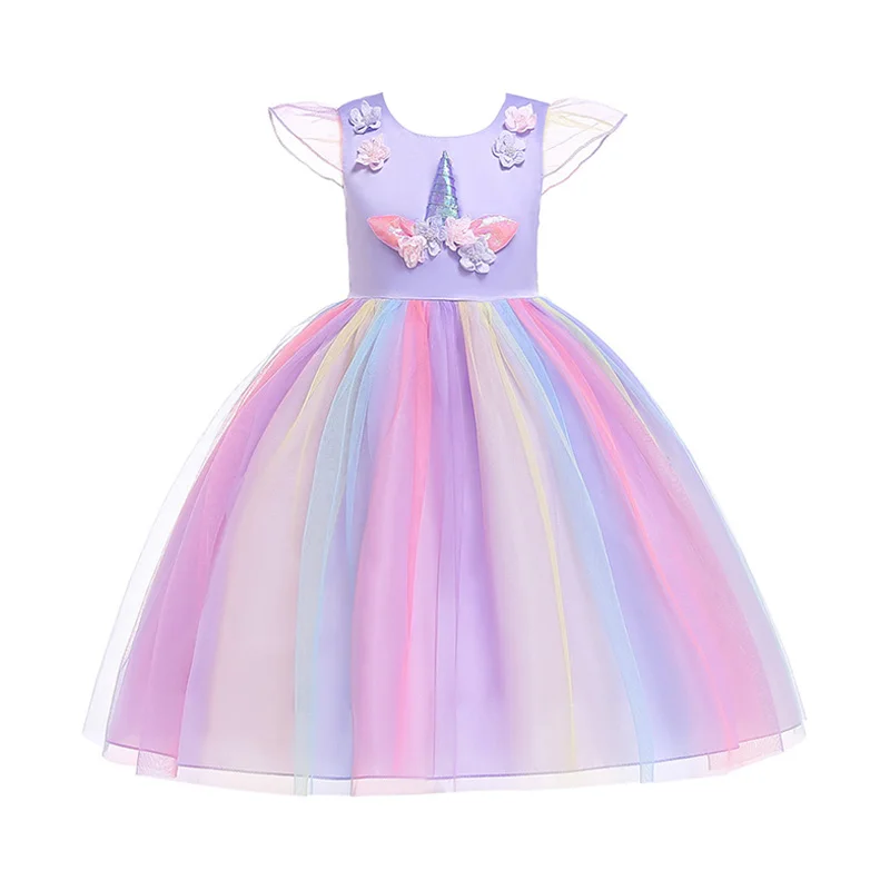 

Вечернее платье принцессы, платье для девочек с единорогом, элегантный наряд для свадьбы, для подружки невесты, официальная одежда, детские ...