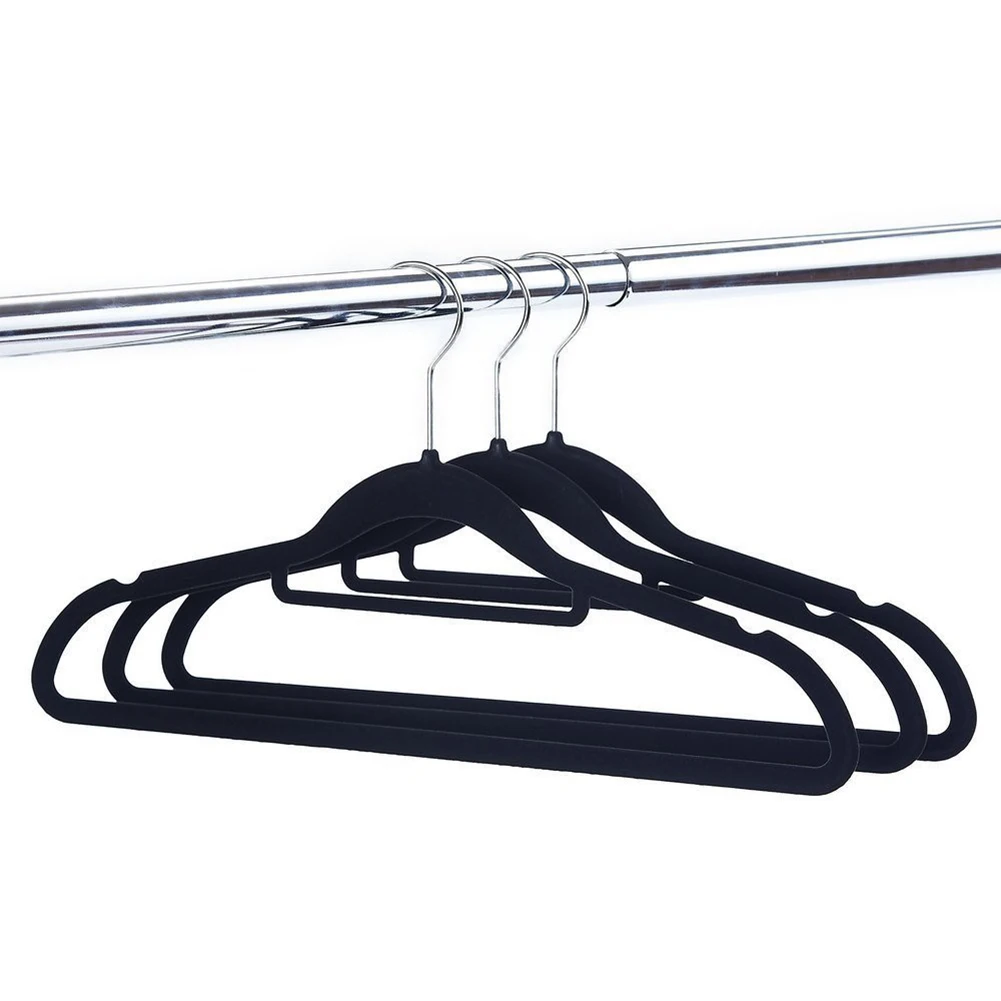 

10Pcs/Set Flocking Non-Slip Plastic Clothes Hanger Space Saving Seamless Drying Rack Clothing Hangers Organizer