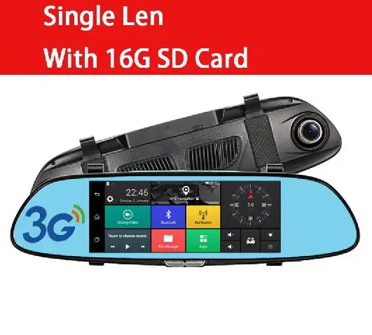 QUIDUX Автомобильный видеорегистратор зеркало заднего вида " 3g Full HD 1080 P gps навигация wifi двойной объектив видео рекордер камера видеорегистратор монитор парковки - Название цвета: single lens 16g card