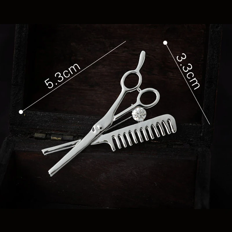 1 шт. золотистая/Серебристая брошь гребень унисекс|comb scissors|crystal broochbrooch pins |