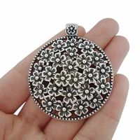 3 x boho bohemia large round flower charms pendants for necklace jewelry making findings 52x45mm