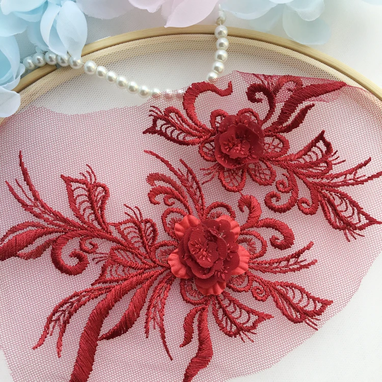 10Pcs/Lot 3D Lace Flower Patch Children's Dance Clothing Applique Tiara Costume Wedding Dress Feel Diy Fabric Accessories | Дом и сад