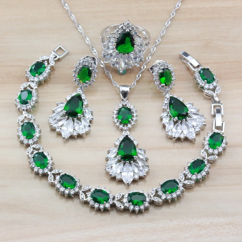 Большие ювелирные наборы Австрия натуральный кристалл Зеленый Циркон Модный