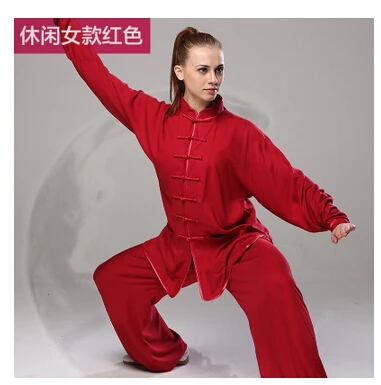 Высококлассная одежда tai chi, хлопковая одежда, одежда tai chi, платье для среднего возраста и выступлений - Цвет: Красный