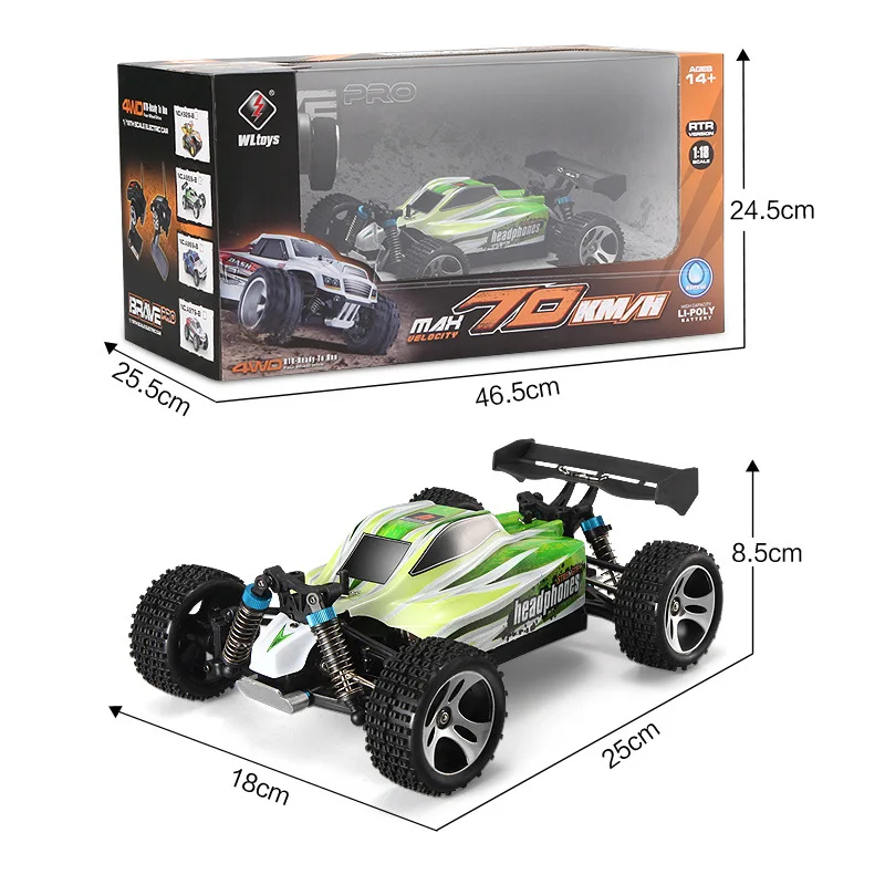 Модель автомобиля WLtoys 1/18 4WD внедорожник 1:18 Радиоуправляемый автомобиль 70 км/ч 2 4