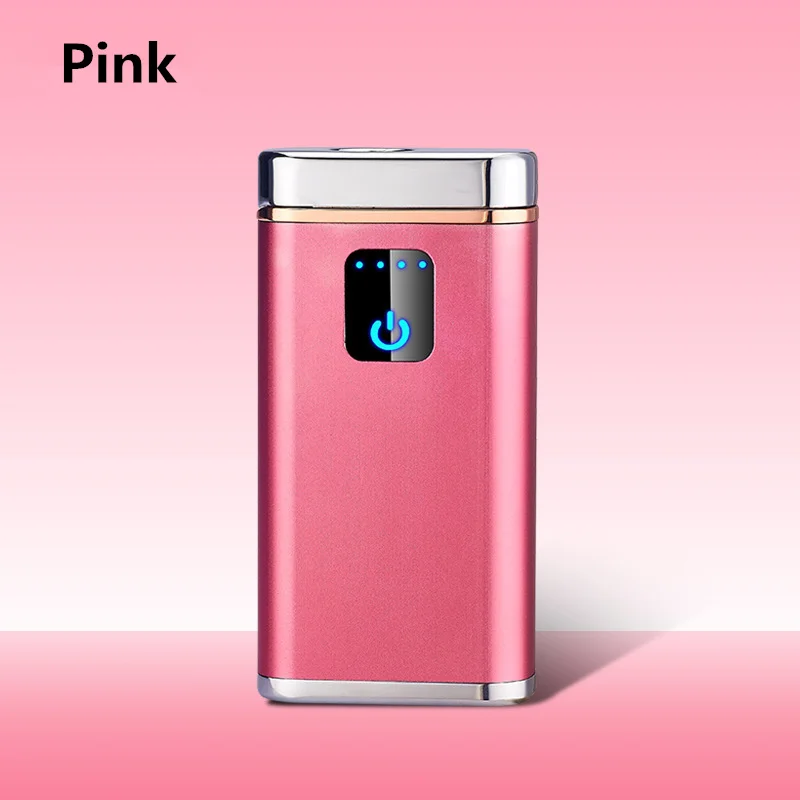 Pink Творческий 2A Мощность банк прикуриватель с светодиодный фонарик Smart Touch Индукционная двойной дуги электронная USB Зажигалка Зарядное устройство Pal - Цвет: Pink