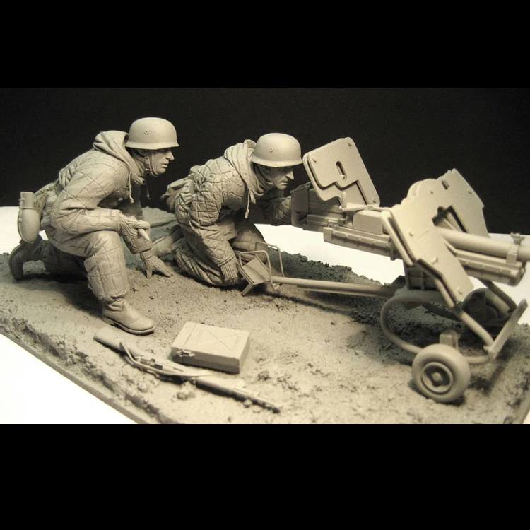 1/16, фалширмджагеры/Ш 2,8 см, пистолет sPzB41 (Восточный фронт 1943), два человека, солдаты из смолы GK WWII, без покрытия, без цвета от AliExpress RU&CIS NEW