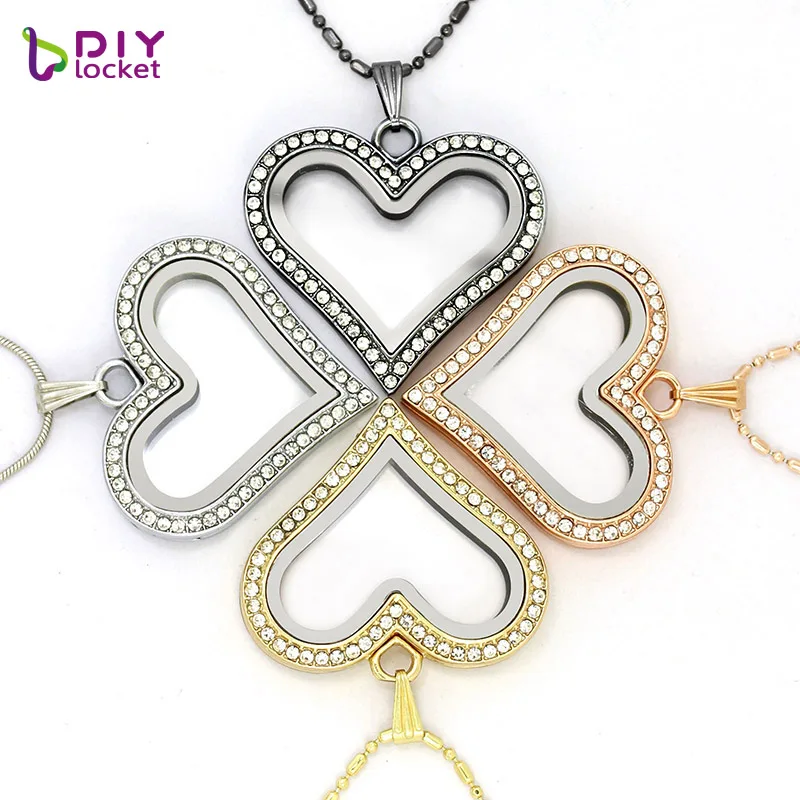 Ожерелье diylocket в форме сердца магнитный стеклянный плавающий медальон сплав Pandent