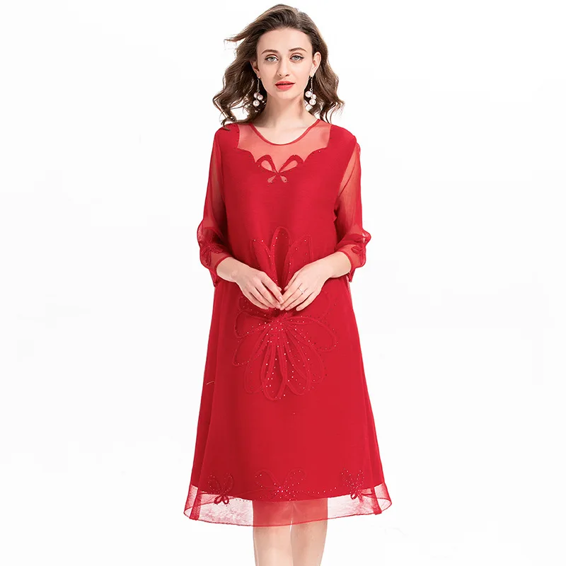 Плиссированное Платье из сетчатой пряжи с бабочками однотонные нашивные платья