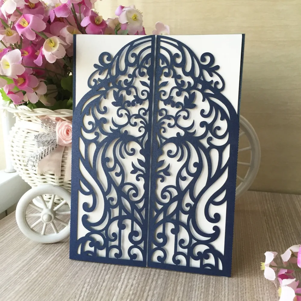 100pcs Pearl Shimmer paper Ctaft New Arrived two folded Love Door card Wedding Invitation Card Greeting invitation Blessing | Дом и сад