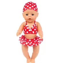 3Color Choose Bikini+hat Doll clothesFit For born baby 43cm Doll Clothes Doll Accessories For 17inch