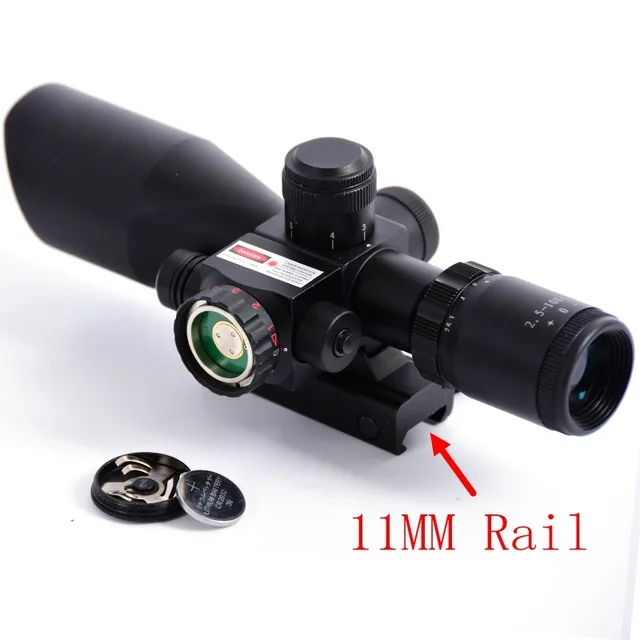 11mm Охотничий Прицел 2,5-10x40 красный зеленый с подсветкой Mil-dot ружье оптические прицелы для тактического прицела военные винтовки прицелы 20 мм/11 мм - Цвет: 11mm