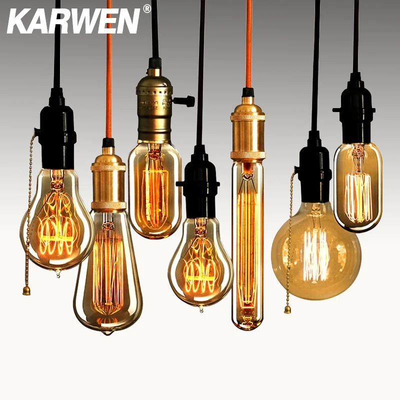 KARWEN Edison bulb lampada retro incandescent 40w ampoule An