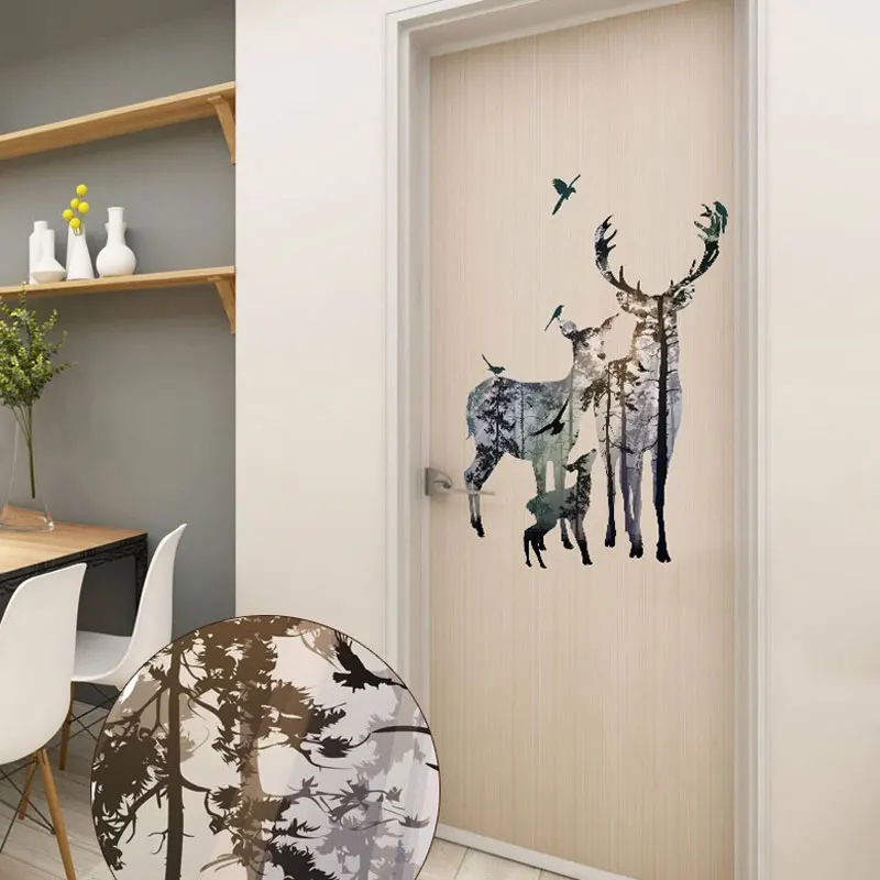 Сделай Сам силуэт лося настенные художественные наклейки украшение дома