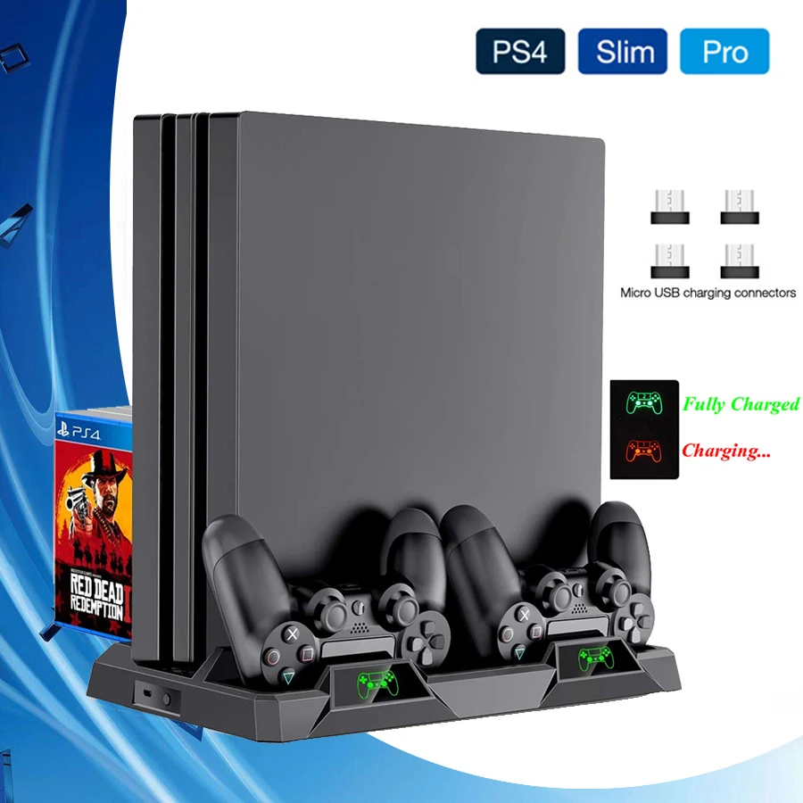Подставка для консоли PS4/Pro/Slim охлаждающий вентилятор контроллер зарядное