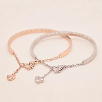 yun ruo 2020 top brand jewelry rose gold colors heart pendant bangle cuff bracelet 316l stainless steel fashion woman not fade