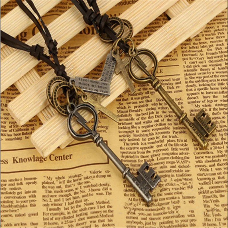 PUN Чокер Ожерелье без воротника персонализированный старинный ключ крест кулон