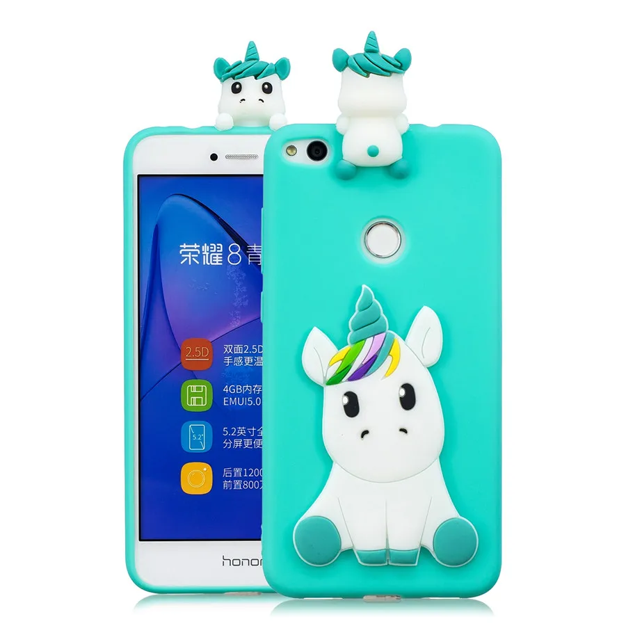 Blue Unicorn Case Honor 8 Lite Fundas для huawei P8 Lite чехол для huawei P9 Lite чехол Мягкая панда Единорог ручной работы мультяшный чехол для телефона s - Цвет: Blue Unicorn Case
