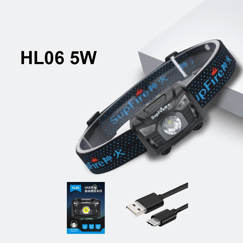 SupFire фара HL06 светодиодный фонарик лампе фронтал Lanterna походная лампа USB налобный