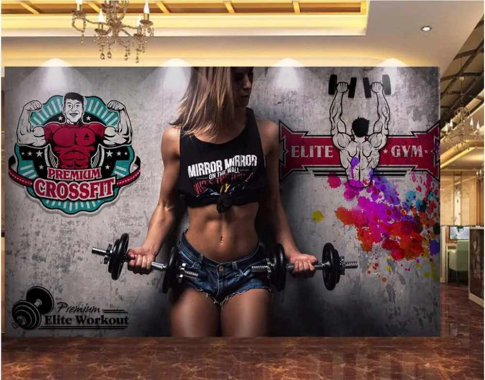3d настенные фрески обои для гостиной 3 d фотообои спортзала фитнеса и здоровья