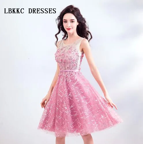Розовые короткие платья для выпускного вечера длиной до колена Vestidos Graduacion 2018