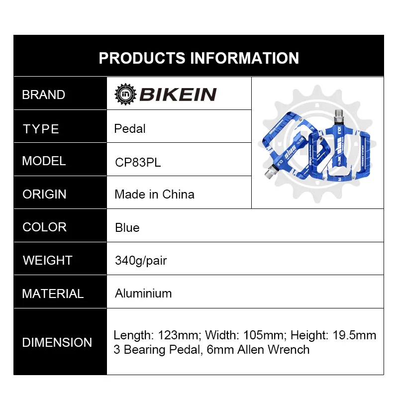 

BIKEIN Non-slip Mountain Bike Flat Platform Pedals 9/16" CNC Aluminum 3 Sealed Bearings Cycling MTB BMX Bicycle Pedal 6 Colors