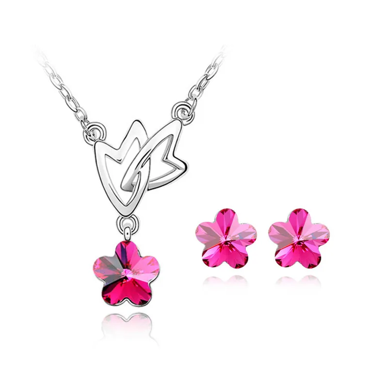 2017 Модные Ювелирные наборы Австрийские хрустальные серьги кулон ожерелье в