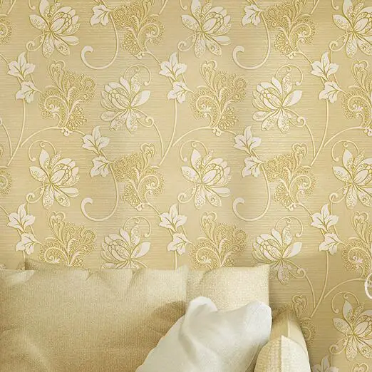 Beige Роскошная итальянская шелковая ткань винтажный Декор 3D Цветочная настенная бумага для спальни домашний декор гостиная настенная бумага - Цвет: Beige