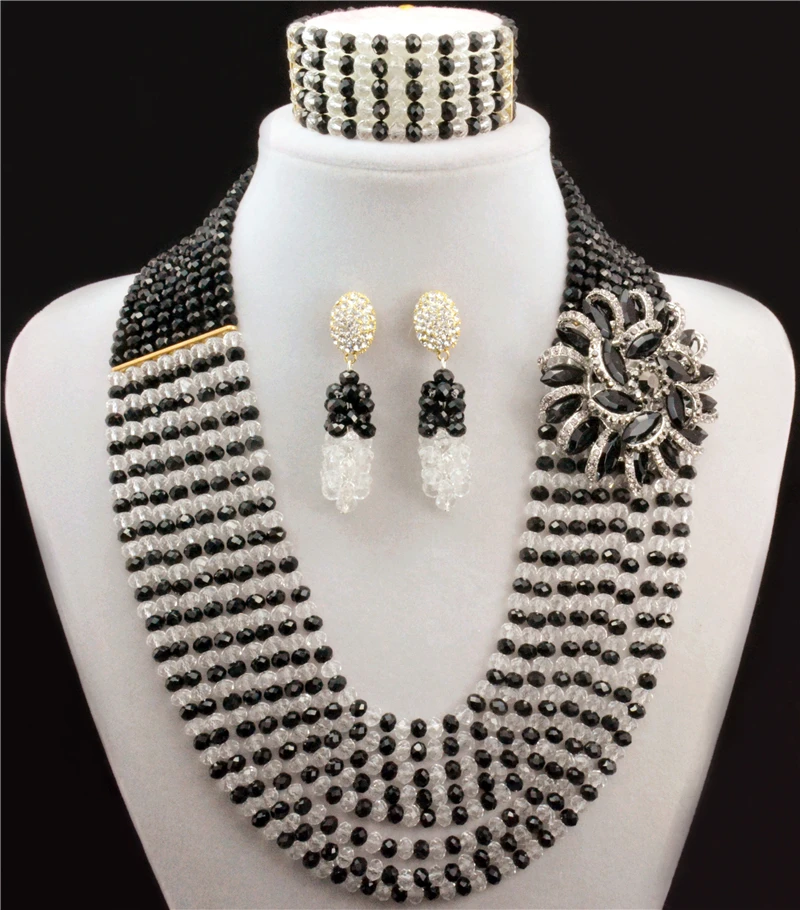 Комплект ювелирных изделий из африканских бусин в нигерийском стиле черный