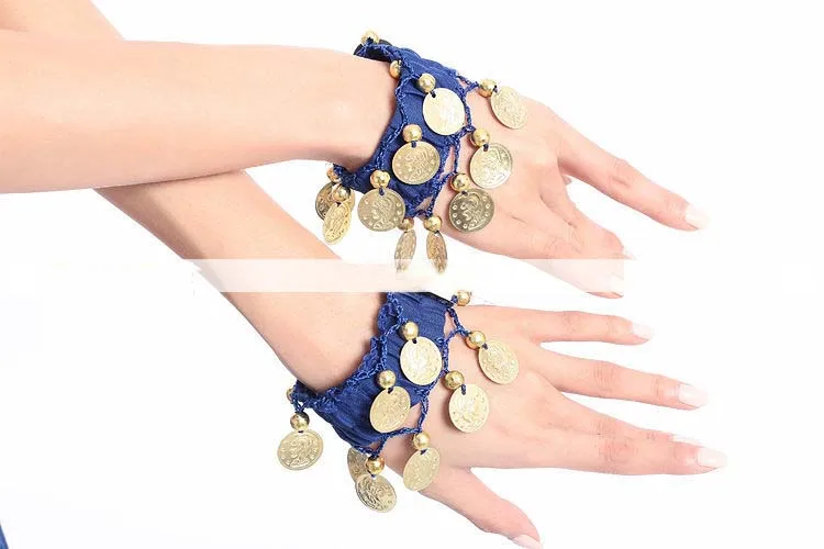 PAIR Belly Dance Women Wear Elastic Wrist Ankle Arm Hand Bracelet Gold Coin Adult Christmas|Балет| |
