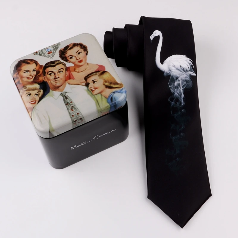 В подарок модный креативный черный галстук в британском стиле с рисунком