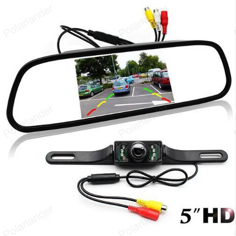 5 Inch TFT 800*480 Car Parking Mirror Monitor 2 Video input + Night Vision Reverse Backup 7 LED Rear View Camera | Автомобили и