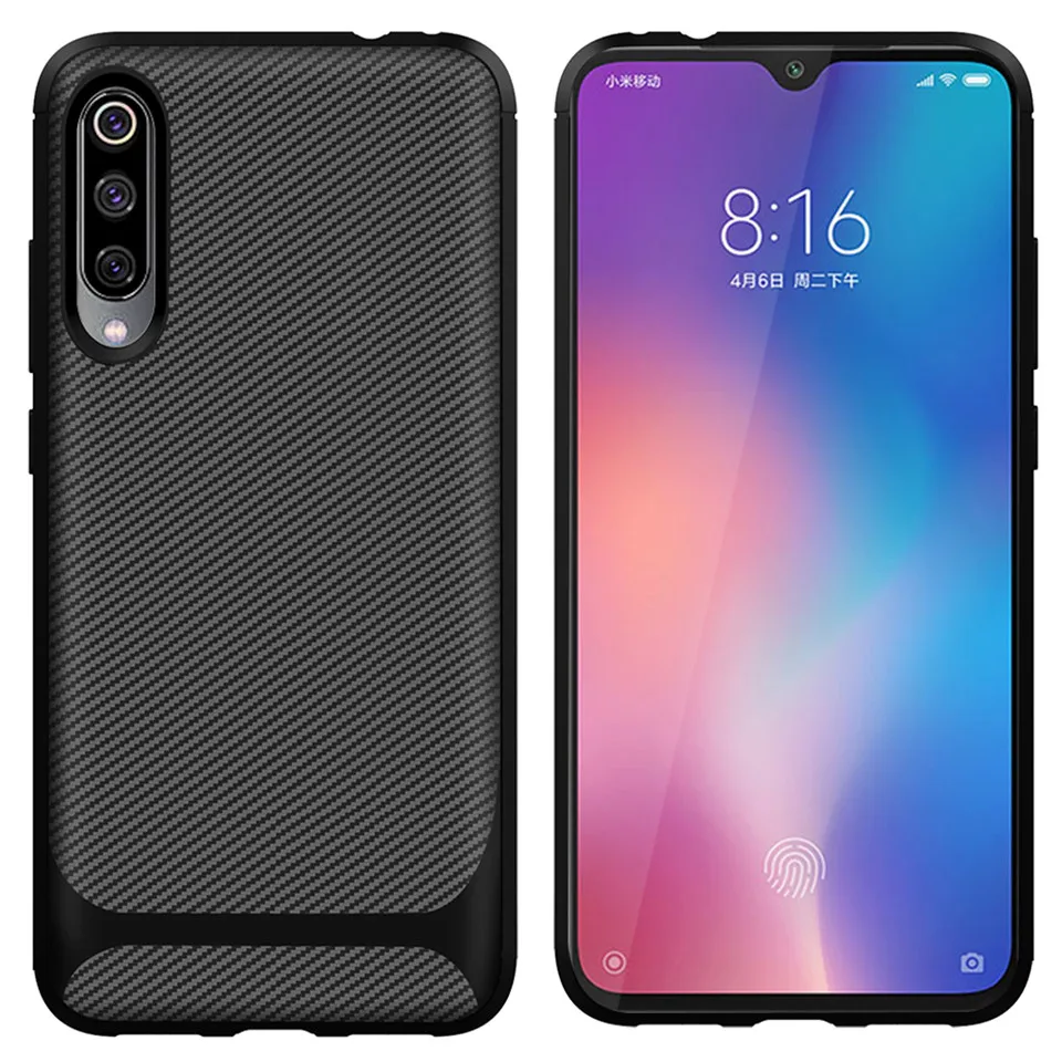 Чехол для Xiaomi Mi CC9 мягкий силиконовый ударопрочный чехол из углеродного волокна