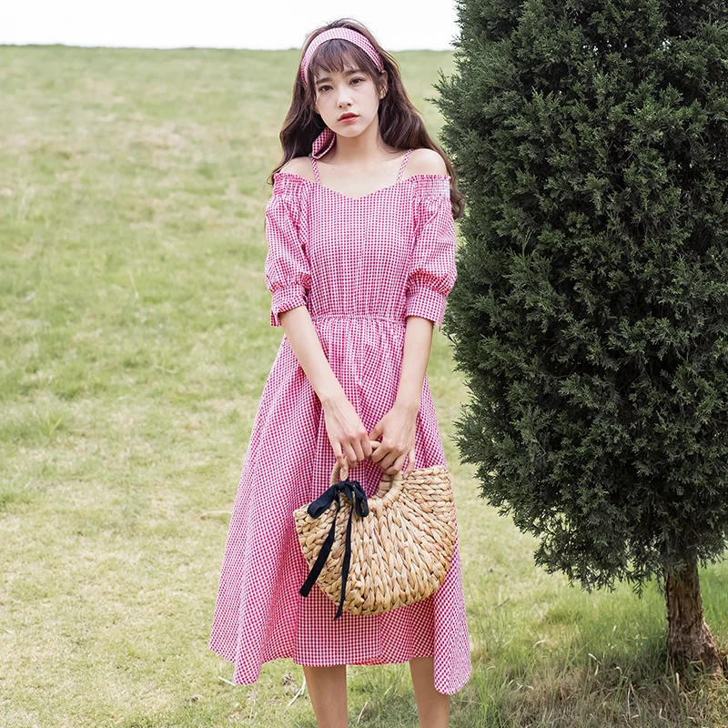 Для женщин платья Япония Kawaii Ulzzang сладкий Высокая Талия для похудения длинный