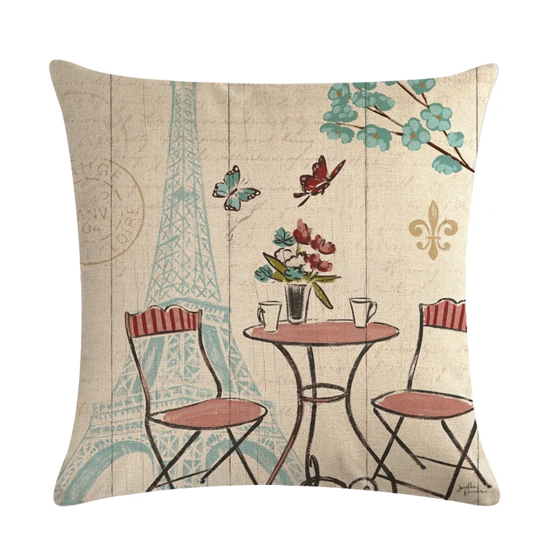 Наволочка для велосипеда из хлопка и льна подушка с бабочкой башней Парижа