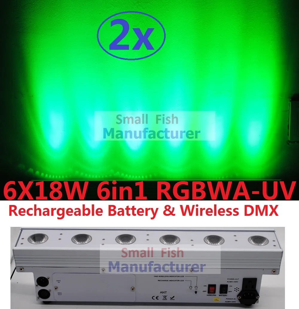 

2xLot Led Wall Wash Light Beam Bar Line Washer Wall Stage Lights 6x18W RGBWA+UV Wireless Dmx Rechargeable Battery Flood Effect