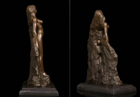 Эротическая бронзовая скульптура в стиле арт-деко Обнаженная девушка | Дом и сад