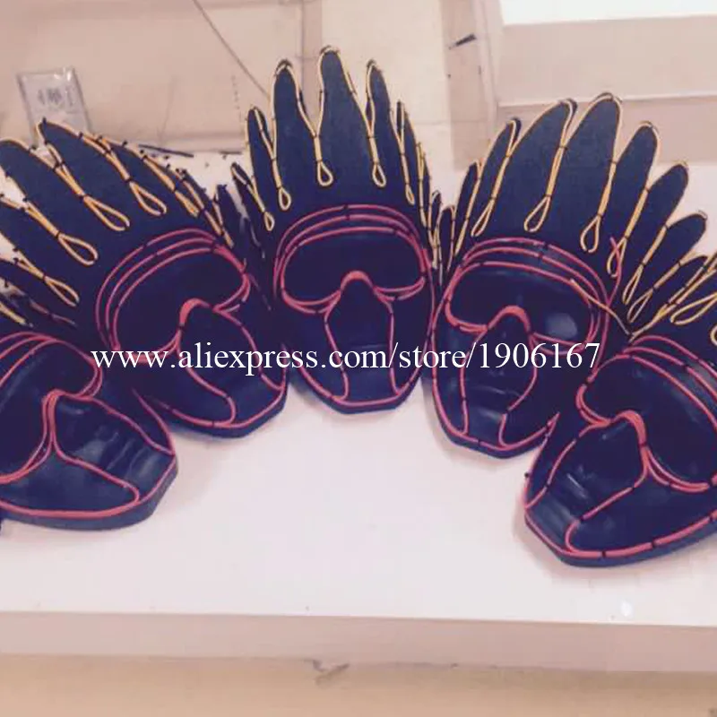 Желто красная светодиодная светящаяся Индийская маска для головы из