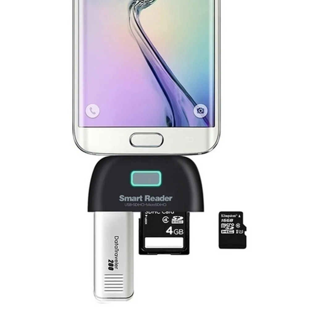 Buyincoin высококачественный 4 в 1 OTG/TF/SD смарт кардридер адаптер Micro USB зарядка прочный