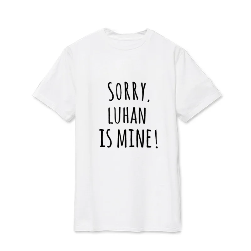 EXO LUHAN K-pop хлопковая черная свободная женская летняя повседневная футболка с