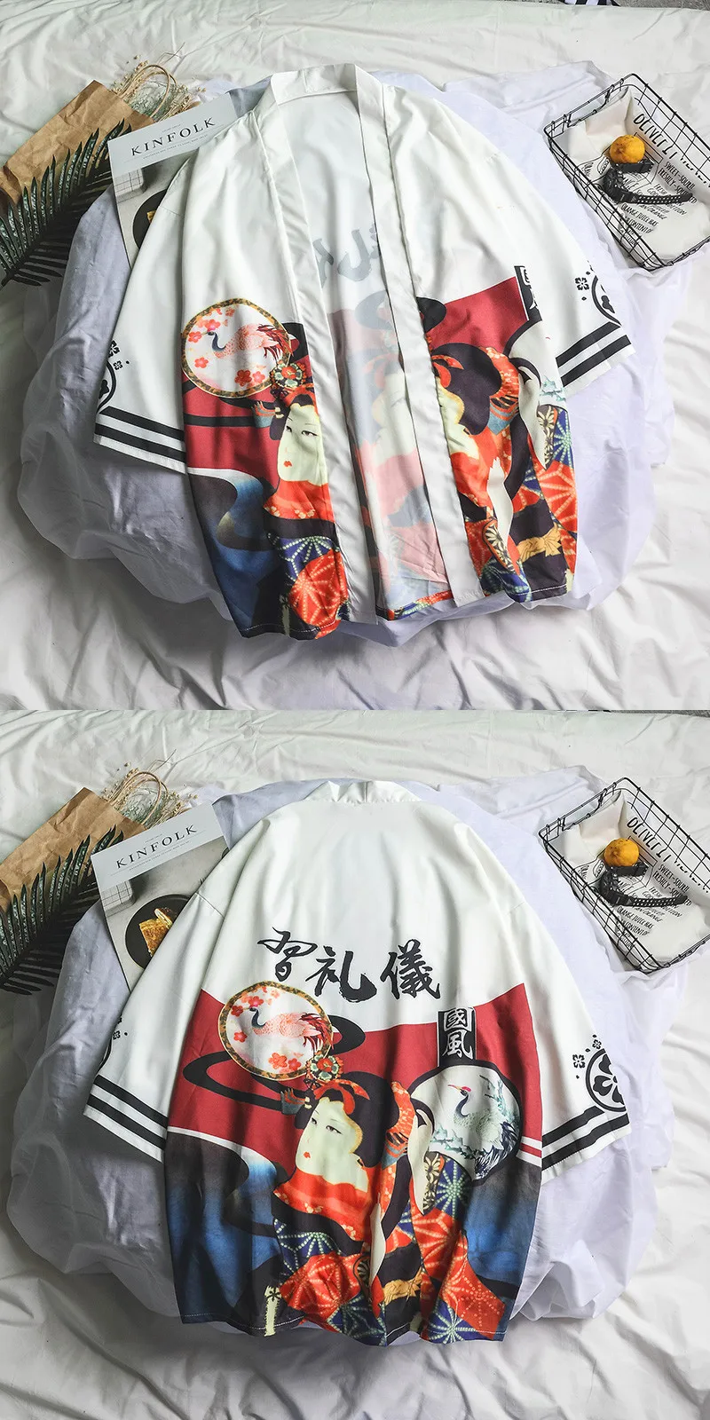 Самурайский кран японское кимоно Haori мужской женский кардиган китайский дракон Традиционная японская одежда азиатская одежда