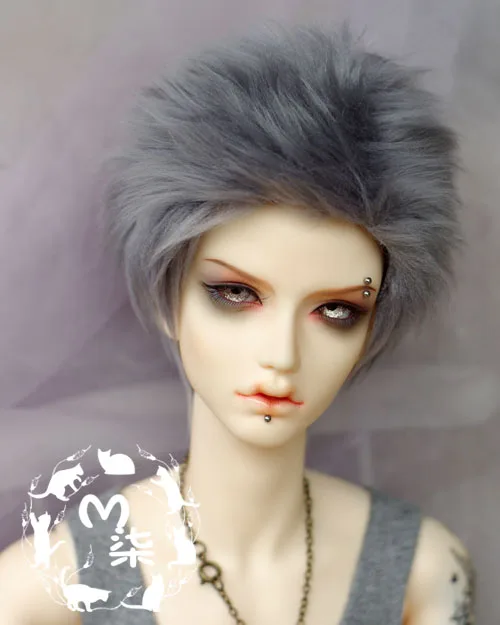 Bjd кукольные парики меховой парик короткие волосы 1/12 1/8 1/6 1/4 1/3 - Цвет: Серый